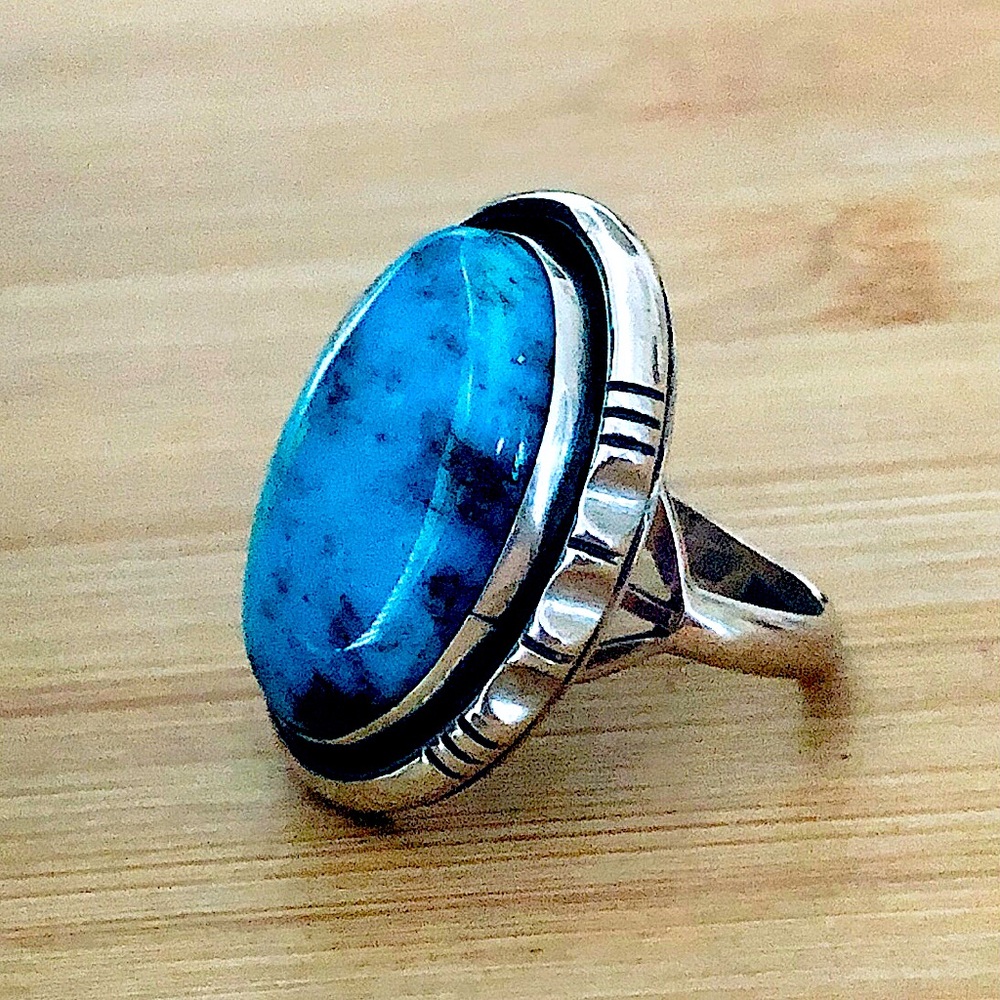 $195   Vintage Native American Estate Ring  Sterling Mark Illegible Size 8 & 1/2